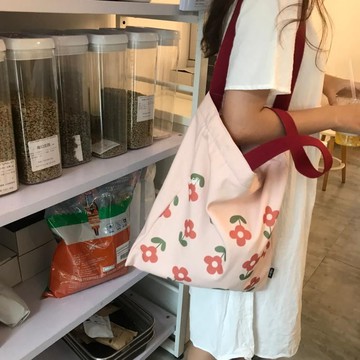 包包 女帆布包 女學生韓版單肩包 泫雅同款花朵百搭側包【不二雜貨】