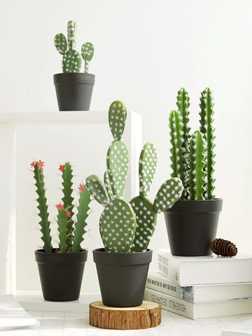 北歐仿真仙人掌綠植ins家居客廳辦公室裝飾品多肉植物盆栽擺件1入