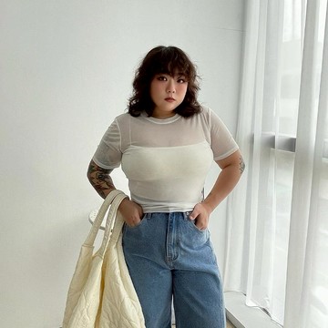 LULUS/PLUS/中大尺碼/美若天仙透膚網紗彈性上衣５色【A01250040】250312