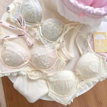 可可裡🌺溫柔系內衣女小胸聚攏顯大無鋼圈收副乳防下垂性感純欲蕾絲文胸罩