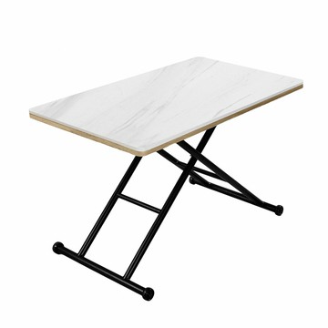 IHouse-大理石紋岩板 120CM升降茶几 (書桌/餐桌/電腦桌/兒童桌/成長桌/工作桌/摺疊桌/折疊桌)白岩板/古橡