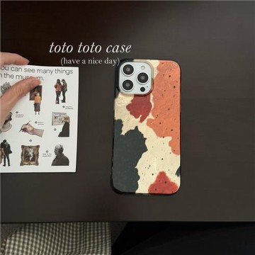 ins復古高級感棕黑色塊潑墨適用16pro蘋果16promax手機殼先看iPhone15promax雙層手機殼14pro防摔保護套14/15