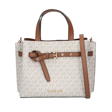 MICHAEL KORS - 滿版LOGO拼接皮革兩用包 (白駝)