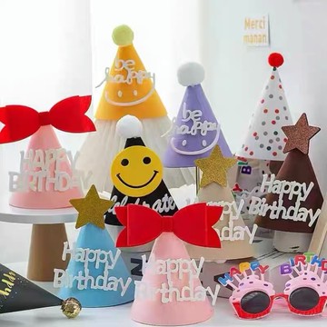 🌸可娜的夢想角落🌸[現貨]【網紅 韓風不織布派對 生日帽】🌟🌟生日派對帽 生日氣球佈置 幼稚園生日禮 氣球🌟🌟