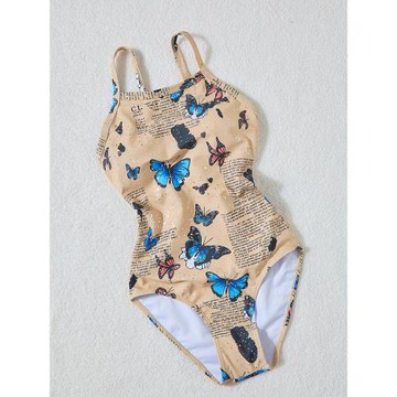 新款競技泳衣女胸墊波點連體訓練運動沖浪中低叉遮肚顯瘦泳裝成人