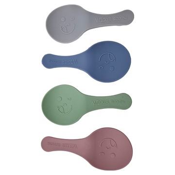 Alphaline 矽膠微笑眨眼筷湯匙架 4件套  100%鉑金矽膠材質  混合顏色  1組