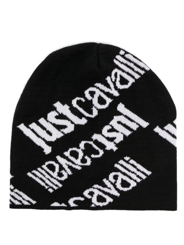 Just Cavalli - intarsia-knit logo beanie - women - Acrylic/Wool - One Size - Black