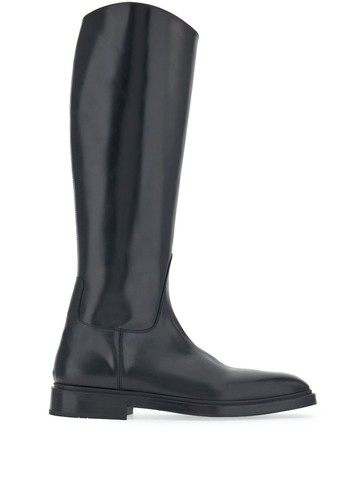 Ferragamo - round-toe leather boots - men - CALFSKIN/CALFSKIN/Rubber - 7 - Brown