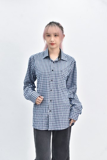 (S) kinloch anderson 格紋藍色襯衫上衣