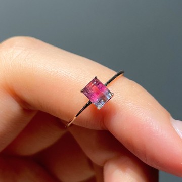 The Petite -  天然西瓜雙色碧璽(0.58ct) 18k玫瑰金戒指