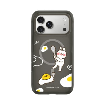 iPhone 17 Pro Max AirX 本質黑 - 懶散兔與啾先生 Lazy Rabbit and Mr.Chu - 荷包蛋