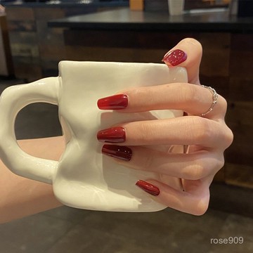 💟加一手工甲💅🏻純色櫻桃紅色手工穿戴甲經典車釐子顯白穿戴式指甲甲片美甲店純手工穿戴甲 YLSS