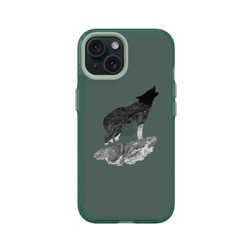 iPhone 15 Clear 憂墨綠 - Animal Silhouette / 動物剪影 - 狼嚎
