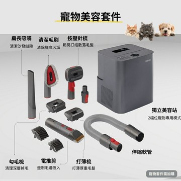GOOFINDS   鈦灰吸 V3-DS  / V3DS 自動集塵寵物吸塵器 專用 寵物美容套件組 (無主機)