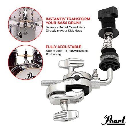 Pearl CLA130 Bass Drum Hoop Mounted Closed Hi-Hat Holder For Easy Access to Extra Hi-Hats with Finish-Saving Hoop Mount and Spring-Adjustable Cymbal S