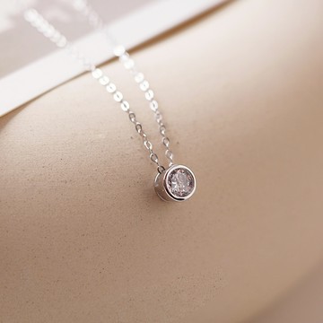 [全純銀.項鍊] 一顆鑽項鍊 【UME】單鑽項鍊/基本款純銀項鍊