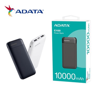 ADATA 威剛 C100 10000mAh 20W PD/QC薄型輕量極速快充行動電源 (2色可選)