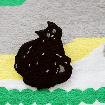 最愛黑貓貓刺繡別針 貼布