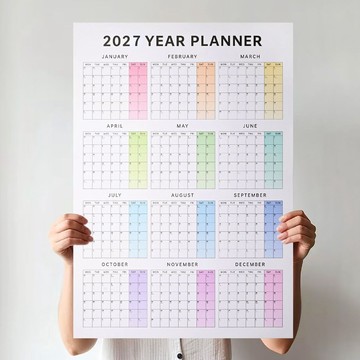 🔥臺灣出貨🔥2027全年一張紙創意年曆 年曆 日曆 掛曆 日程打卡自律日曆 掛式 日程計劃月曆 掛牆高級感日曆