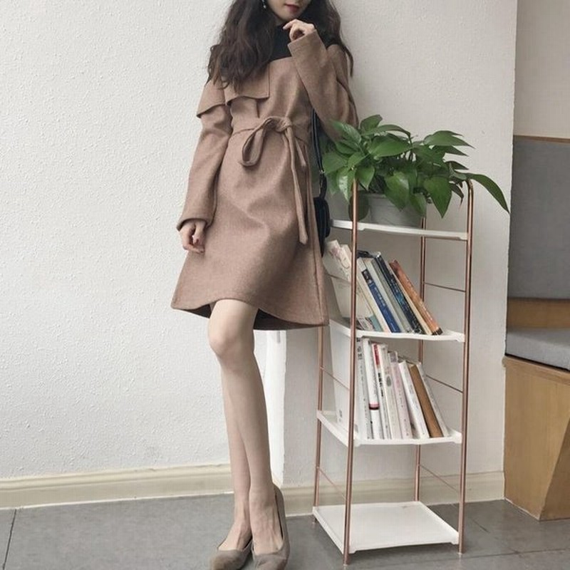 コート風ワンピース 長袖 ショート丈 バイカラー プルオーバー ウエスト紐 取り外し可能 細身効果 秋 冬 バイカラー カジュアル 大人女子 体系カバ 通販 Lineポイント最大0 5 Get Lineショッピング
