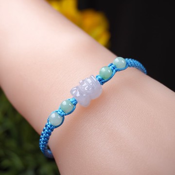 【招財神獸】冰種翡翠貔貅編織手鍊 | 天然緬甸玉翡翠A貨 | 送禮