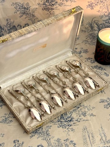 40019-法國古董鍍銀湯匙12支含盒