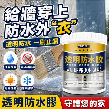 免運💧環保透明防水膠 強效止漏膠 外牆屋頂補漏膠 送毛刷 浴室防水漆 磁磚牆面滲水修補膠 防水塗料 免敲磚 防水膠