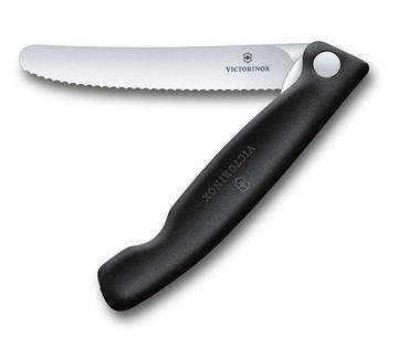 Victorinox 瑞士維氏 Swiss Classic 波浪摺疊削皮刀-黑色 11cm (VI683)