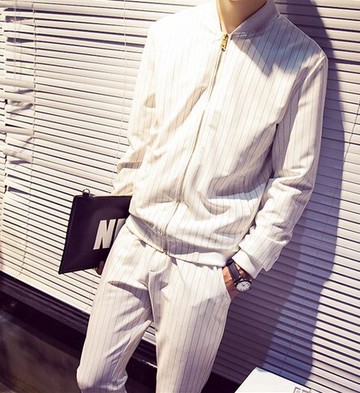 FIND.韓國 條紋 套裝 明星著用 劉以豪 上+下