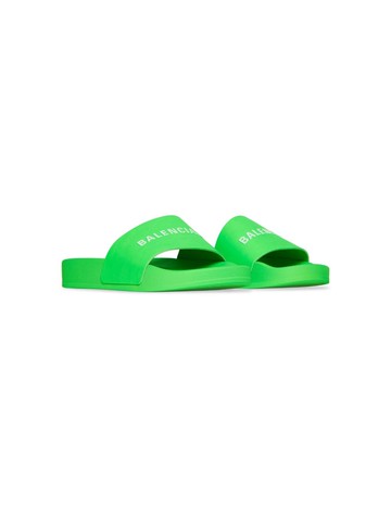 Balenciaga Kids - logo-print pool slides - kids - Thermoplastic Polyurethane (TPU)/Rubber/Rubber - 33 - Green