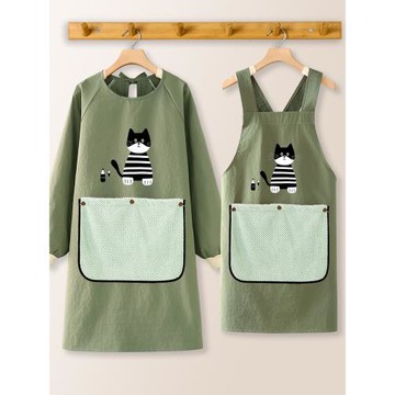 罩衣女成人2025新款防潑水防油長袖圍裙家用廚房年輕時尚可拆擦手