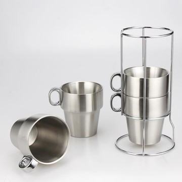 雙層不銹鋼咖啡杯套裝防燙隔熱水杯組合啤酒奶茶水杯簡約創意