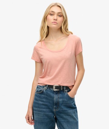 Superdry Women's Women's Studios Scoop Neck T-shirt Pink / Grey Pink - Size: 12 Size: 8