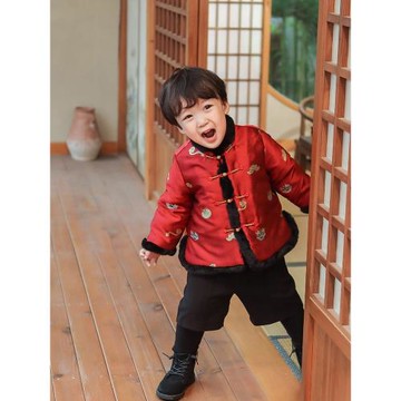 男童中國風唐裝兒童2025蛇年冬女男寶寶周歲禮服漢拜年服過新年裝