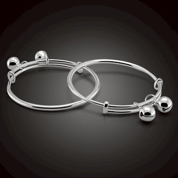 BB銀手鐲嬰兒S925純銀豬鼠寶寶銀鐲子男女兒童小孩滿月周歲禮物