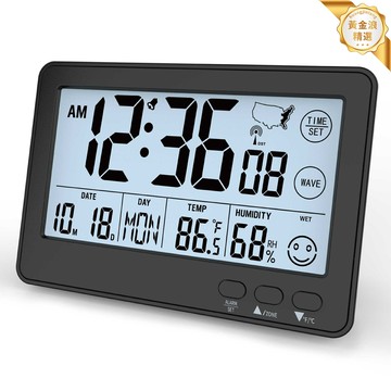 【智能自動對時】電子檯曆時鐘 溫溼度計 電子鐘 電波鍾 臥室時鐘 客廳掛鐘 美國碼 精準顯示 壁掛擺桌兩用