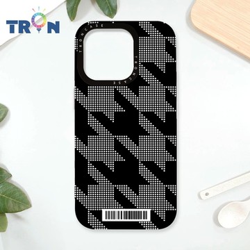 TRON iPhone 16 Pro 幾何圓點千鳥紋 防摔太空載具殼 透白 軟硬 手機殼