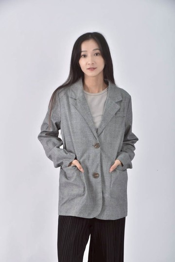 (L) ninethirty質感格紋黑色外套