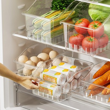 台灣熱賣透明冰箱收納盒食品級蔬菜水果鷄蛋收納盒抽屜式大容量食物儲物盒0701 JY4L
