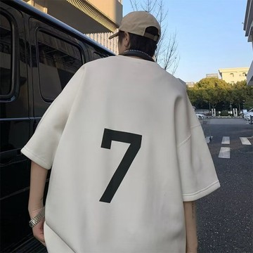 夏季T恤   慵懶青春短袖   流行原宿圓領ins   夏季  T恤   城市風貌時尚潮牌上衣  標準五分袖男潮