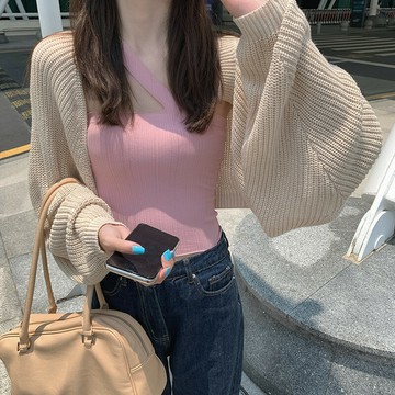 韓版寬鬆慵懶風薄款防曬針織外套【J195】