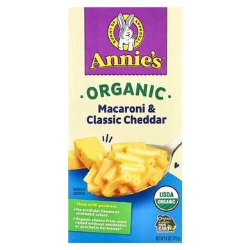 Annie's Homegrown, 有機通心粉和經典切達乾酪，6 盎司（170 克）