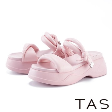 TAS 羊皮澎澎舒適厚底拖鞋 粉紅