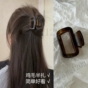 【高級感後腦勺髮夾】新款半紮髮雞毛頭飾鯊魚夾小抓夾方塊夾 短髮髮夾韓系髮夾一字夾髮量少髮夾髮飾 2025免運