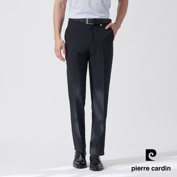 【pierre cardin 皮爾卡登】男款 竹碳纖維暗紋平口舒適長褲-丈青色 (5247841-39)