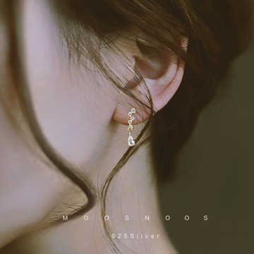 璀璨星空點點鉆星星通體S925純銀耳釘水滴吊墜耳環精致日系飾品女