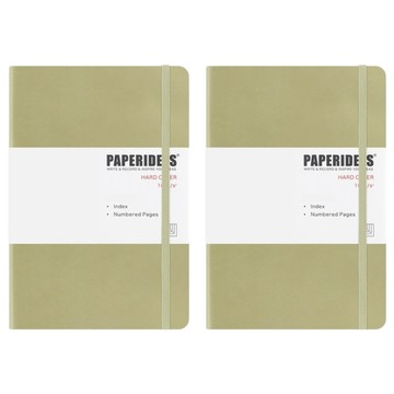PAPERIDEAS A5 硬皮橫線筆記本 188頁 100g純木漿無酸紙 變色環保PU皮  山梔茶  2本