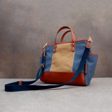 雙色帆布包 斜背包 帆布包 托特包 手提包