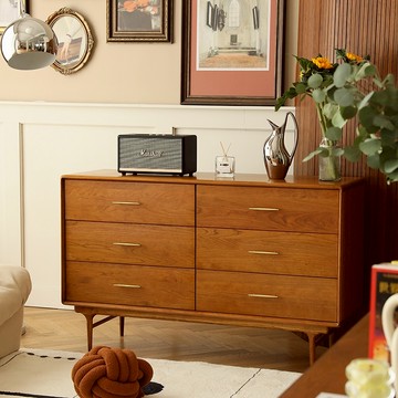 免運🌟可開發票🌟中古斗櫃 實木復古六斗櫃 櫻桃木法式收納櫃 儲物櫃 抽屜櫃 餐邊櫃