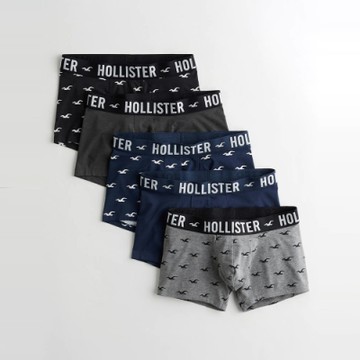 Hollister 海鷗 經典刺繡貼身四角內褲五件組(男)-多色